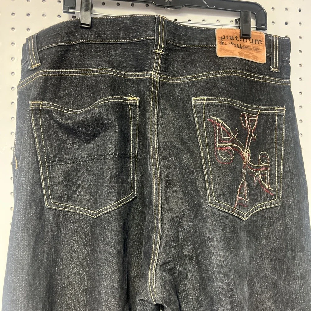 FUBU Jeans Y2K Baggy 40 X 34 Embroidered Gray Skater Streetwear 90s‎ Collection